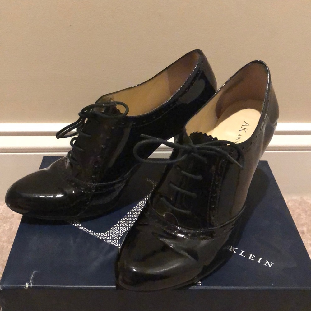 Anne Klein Black Patent Leather Boots w/ 3” heel